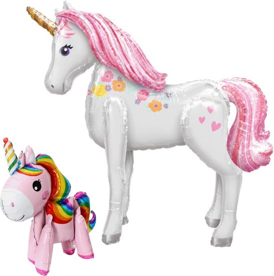 Joya Beauty® Unicorn Ballonnen set van 2 XXL | Grote opblaasbare Paard | Luxe Thema Party | Feestpakket Princess | Prinses 3D Ballonnen | Verjaardag versiering | Kinderfeest | Eenhoorn Ballonnen set | 116 cm & 58 cm