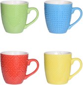 Set de 12 x tasses/tasses à café luxe en grès coloré 240 ml - Tasses/tasses à café
