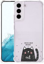 Telefoonhoesje Geschikt voor Samsung Galaxy S22 Plus Silicone Case met transparante rand Cat Good Day