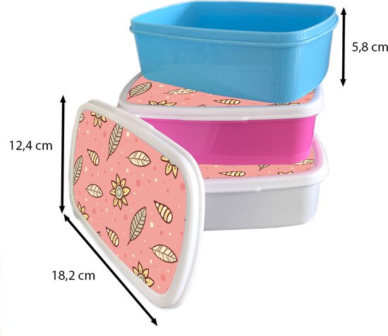Lunchbox Rose - Lunchbox - Boîte à pain - Motifs - Fleurs - Feuilles - Fille - Kids - Enfants - 18x12x6 cm - Enfants - Fille