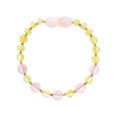 Barnsteen armband baby/peuter lemon - rose quartz