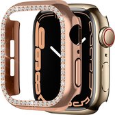 Strap-it Case geschikt voor Apple Watch 7 -  Diamond PC hard case 41mm - rosé goud - AW 41mm