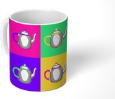 Mok - Koffiemok - Popart - Theepot - Neon - Collage - Mokken - 350 ML - Beker - Koffiemokken - Theemok