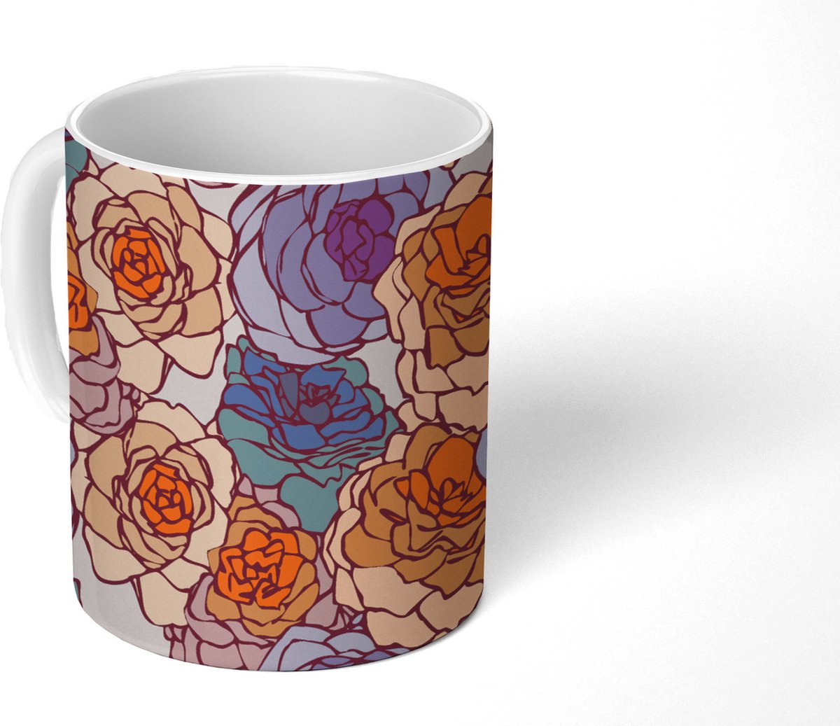 Mok - Koffiemok - Patroon - Bloem - Art Nouveau - Mokken - 350 ML - Beker - Koffiemokken - Theemok