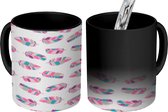 Magische Mok - Foto op Warmte Mokken - Koffiemok - Patronen - Veren - Noors - Magic Mok - Beker - 350 ML - Theemok