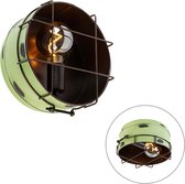 QAZQA barril - Industriele Wandlamp voor binnen - 1 lichts - D 17 cm - Groen - Industrieel -  Woonkamer | Slaapkamer | Keuken