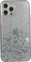 Hoesje geschikt voor iPhone SE 2022 - Backcover - Camerabescherming - Glitter - TPU - Transparant