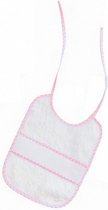 slabbetje junior 25 x 30 cm katoen wit/roze