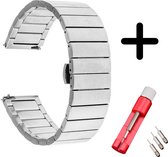 Strap-it bandje metaal zilver + toolkit - geschikt voor Garmin Vivoactive 4s / Venu 2s / Vivomove 3s