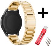 Strap-it bandje staal goud + toolkit - geschikt voor Samsung Galaxy Watch Active / Active2 / Galaxy Watch 3 41mm / Galaxy Watch 1 42mm / Gear Sport
