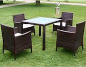 Tuinset poly rattan bruin 9-delig