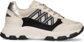 Manfield - Dames - Beige leren sneakers met zwarte details - Maat 38