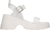 Sacha - Dames - Witte leren chunky sandalen - Maat 37