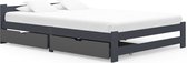 Bedframe met 2 lades massief grenenhout donkergrijs 140x200 cm