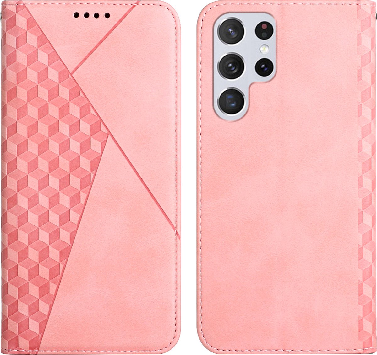 Samsung Galaxy S22 Ultra Book Case - PU Lederen Telefoonhoesje - Pasjeshouder - Roze