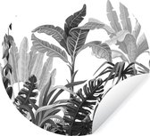 WallCircle - Muurstickers - Behangcirkel - Jungle - Bladeren - Planten - 50x50 cm - Muurcirkel - Zelfklevend - Ronde Behangsticker