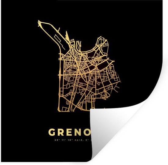 Stickers muraux - Carte - France - Or - Grenoble - Carte - Plan de la ville  - 100x100... | bol