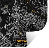 Stickers muraux - Sittard - Black and Gold et Or - Plan de la ville - Carte - Plan d'étage - 100x100 cm - Feuille adhésive XXL
