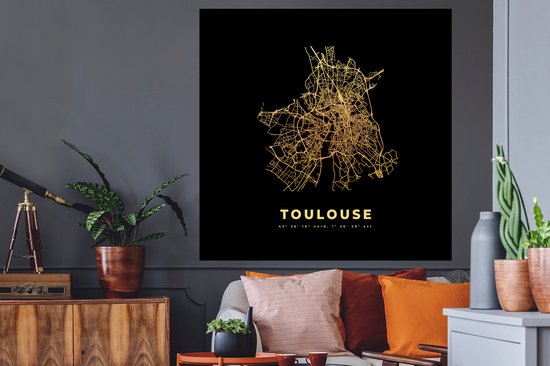 Stickers muraux - Toulouse - Carte - France - Plan de ville - Carte - 120x120 cm - Feuille adhésive XXL