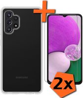 Hoesje Geschikt voor Samsung A13 4G Hoesje Siliconen Cover Case Met 2x Screenprotector - Hoes Geschikt voor Samsung Galaxy A13 4G Hoes Back Case - Transparant