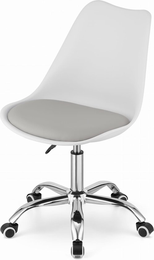 ALBA - Bureaustoel - draaistoel - met wieltjes - wit en grijs