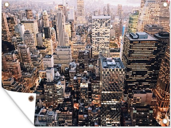 Muurdecoratie buiten New York - NYC - Amerika - 160x120 cm - Tuindoek - Buitenposter