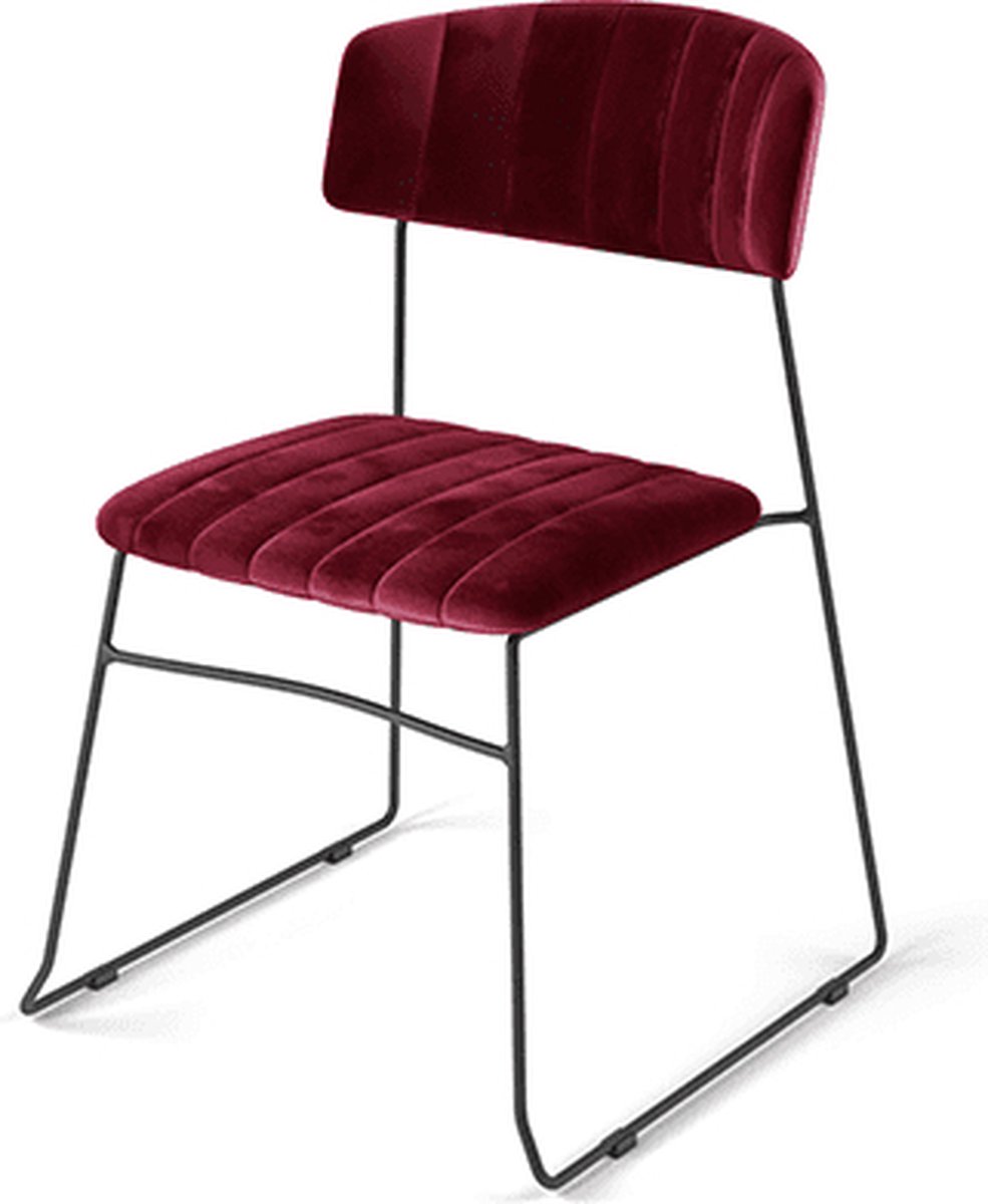 Mundo Stapelstoel Bordeaux, velvet gestoffeerd, brandvertragend, 54x55x79cm (LxBxH), 53007