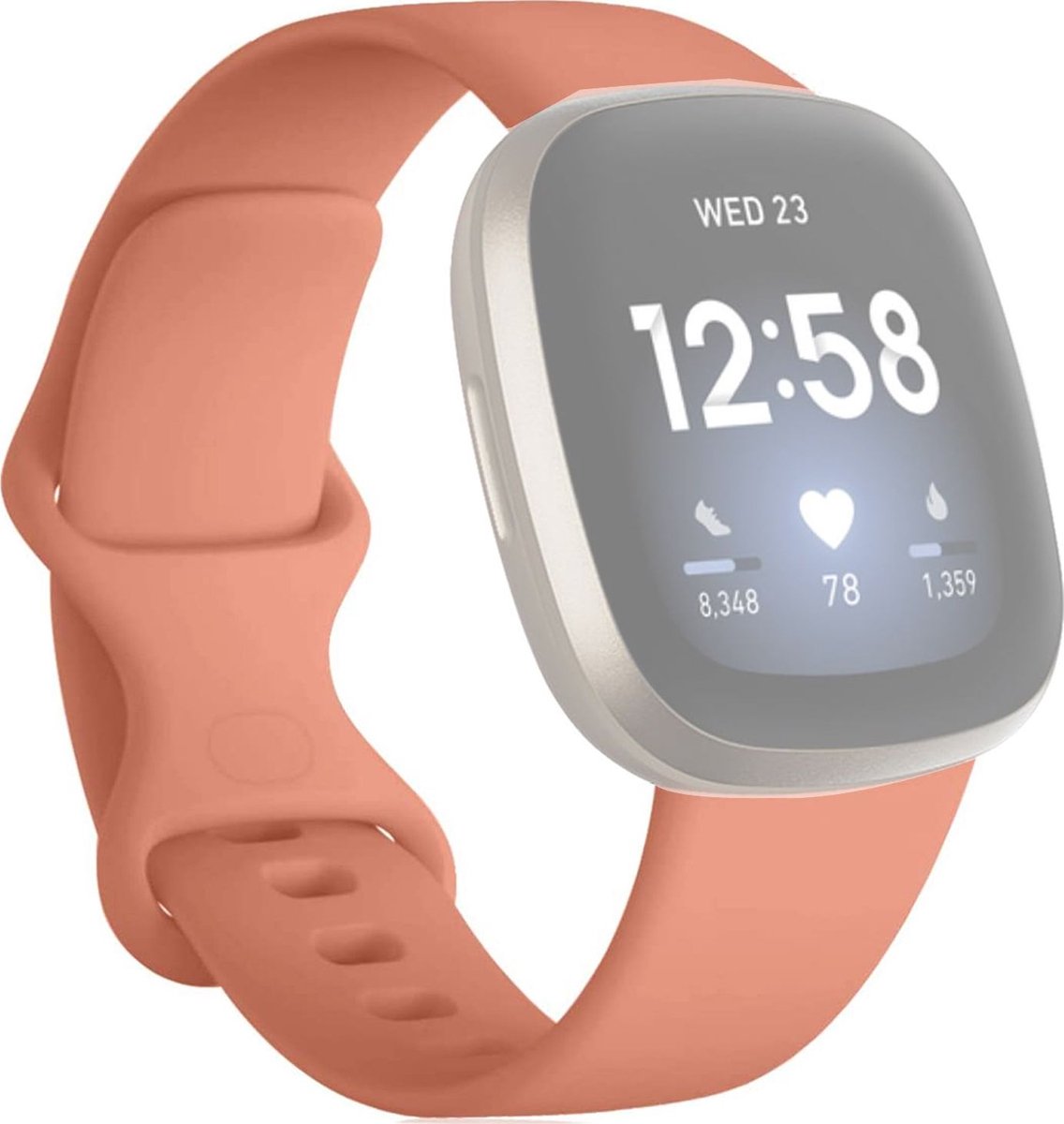 Mobigear Siliconen Watch bandje geschikt voor Fitbit Versa 3 Bandje Druksluiting | Mobigear Sport Dual - Oranje