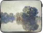 Laptophoes 17 inch - The Seine near Giverny - Schilderij van Claude Monet - Laptop sleeve - Binnenmaat 42,5x30 cm - Zwarte achterkant