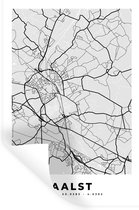 Stickers muraux - Zwart Wit - België - Carte - Plan de la ville - Carte - Alost - 20x30 cm - Feuille adhésive