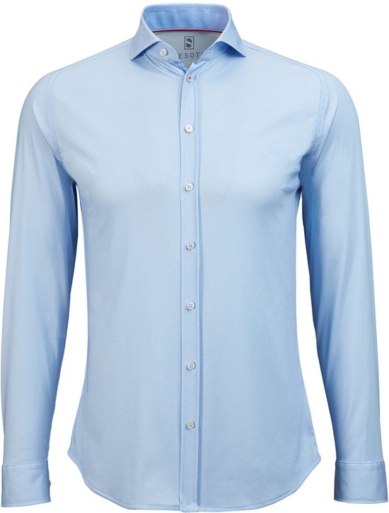 Desoto - Overhemd Strijkvrij Blauw Oxford - Heren - Maat XS - Slim-fit