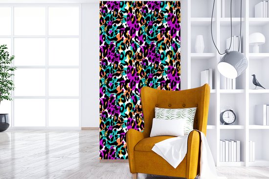 Behang - Fotobehang Regenboog - Panter - Patronen - Breedte 120 cm x hoogte 240 cm
