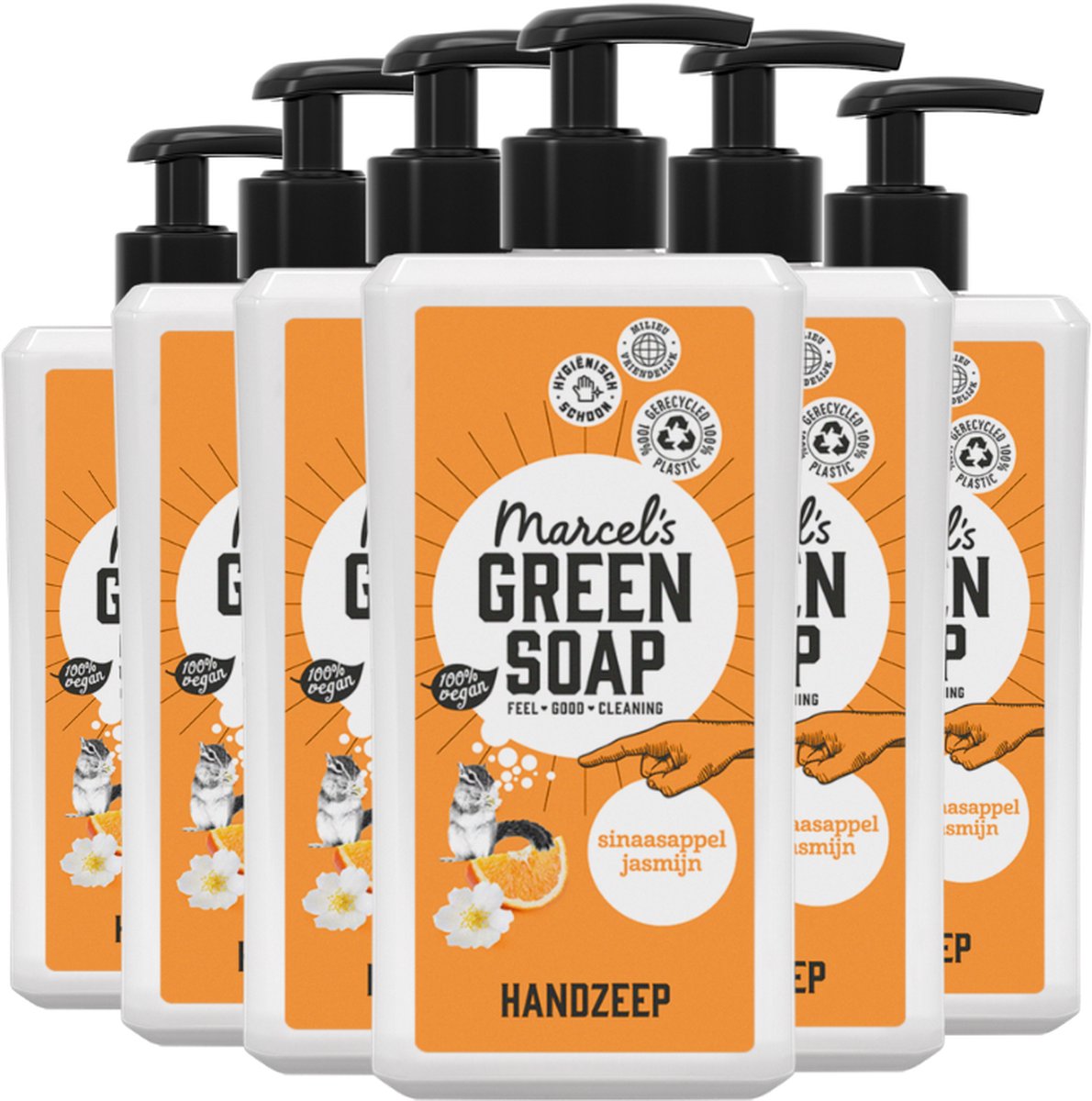 Marcel's Green Soap Handzeep Sinaasappel & Jasmijn - 6 x 500 ml