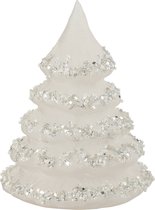 J-Line Kerstboom lijnen - glitter/wit/zilver - glas - small