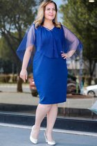 HASVEL -Saxe blauw Tule maat jurk- maat XXL-Galajurk-Avondjurk-HASVEL-Saxe Tulle Plus Size Dress-Size XXL-Prom Dress-Evening Dress