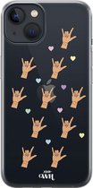 xoxo Wildhearts case voor iPhone 13 - Rock Hands Dark - xoxo Wildhearts Transparant Case