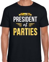 President of Parties feest t-shirt zwart voor heren - party shirt - Verkleedshirts feestbeest S