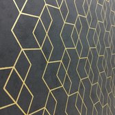 Frobin Geometrisch Behang - Geometrisch Patroon - Scandinavisch - Donkergrijs Goud - 10m x 53cm - Behangpapier