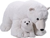 Grote pluche witte ijsbeer met welpje knuffel 76 cm - Pooldieren knuffels - Speelgoed voor kinderen