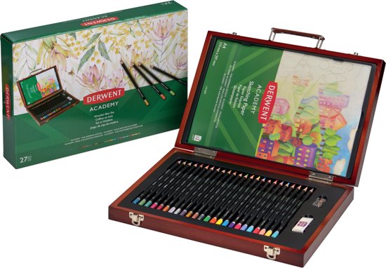 Coffret bois 48 crayons de couleurs DERWENT Coloursoft