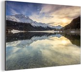 Lac de montagne en hiver Suisse Aluminium 30x20 cm - petit - Tirage photo sur aluminium (décoration murale en métal)