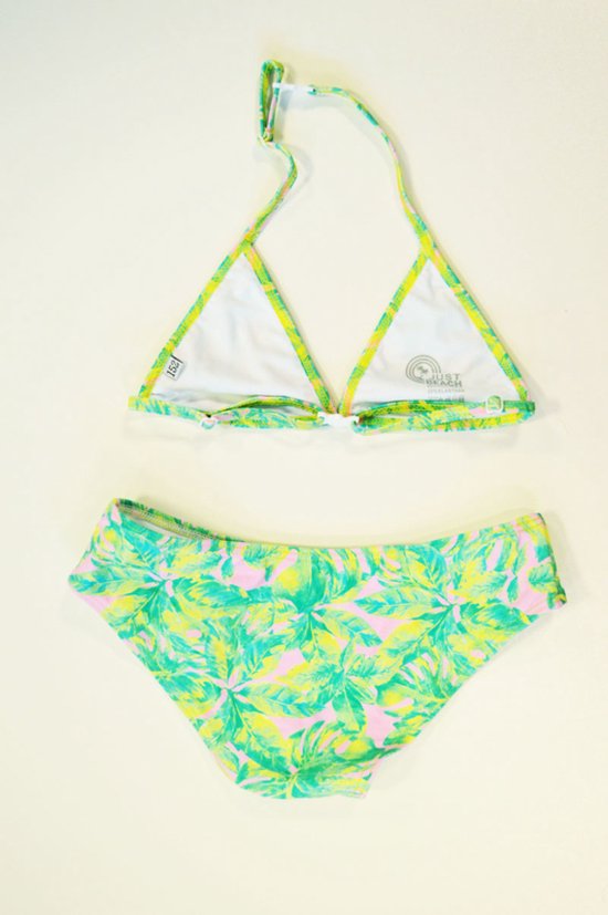 Just Beach-Girls Bikini Goa- leaves pink-Green