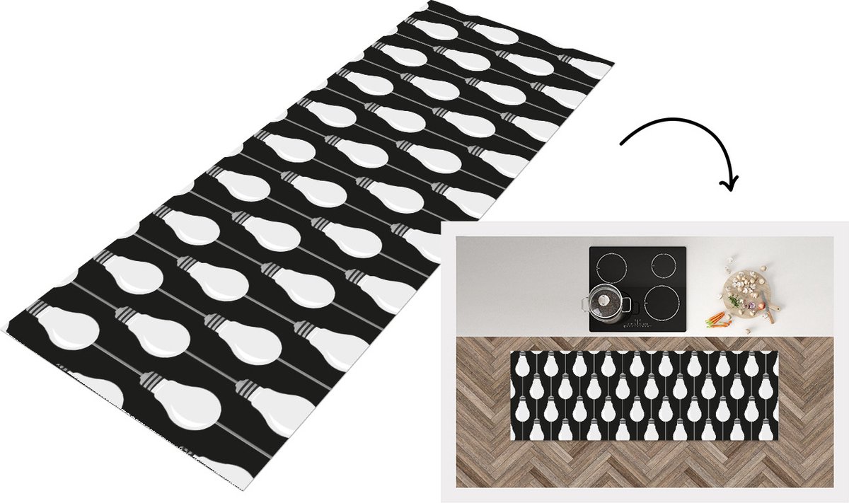 Keukenloper - Loper keuken - Gloeilampen - Licht - Patronen - 180x60 cm - Keukenloper viny