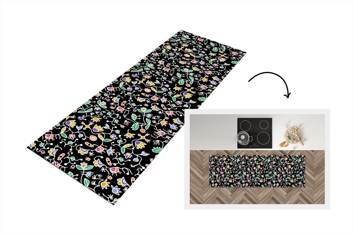 KitchenYeah Keukenloper - Loper keuken - Patronen - Bloemen - Lente - 150x50 cm - Keukenloper vinyl Multicolor