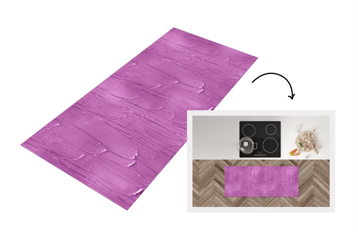 Keukenloper - Loper keuken - Patronen - Verf - Paars - 120x50 cm - Keukenloper vinyl