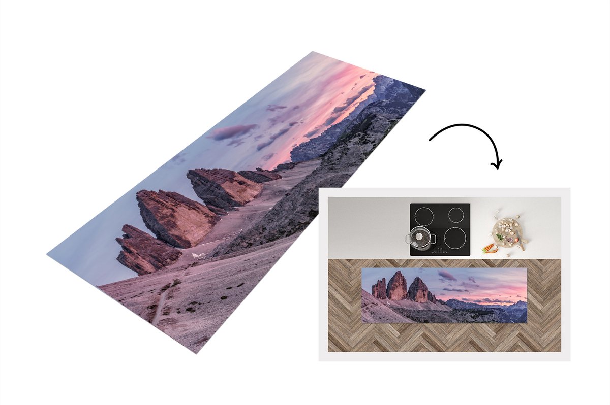 KitchenYeah Keukenloper - Loper keuken - Tirol - Alpen - Berg - 150x50 cm - Keukenloper vinyl Multicolor