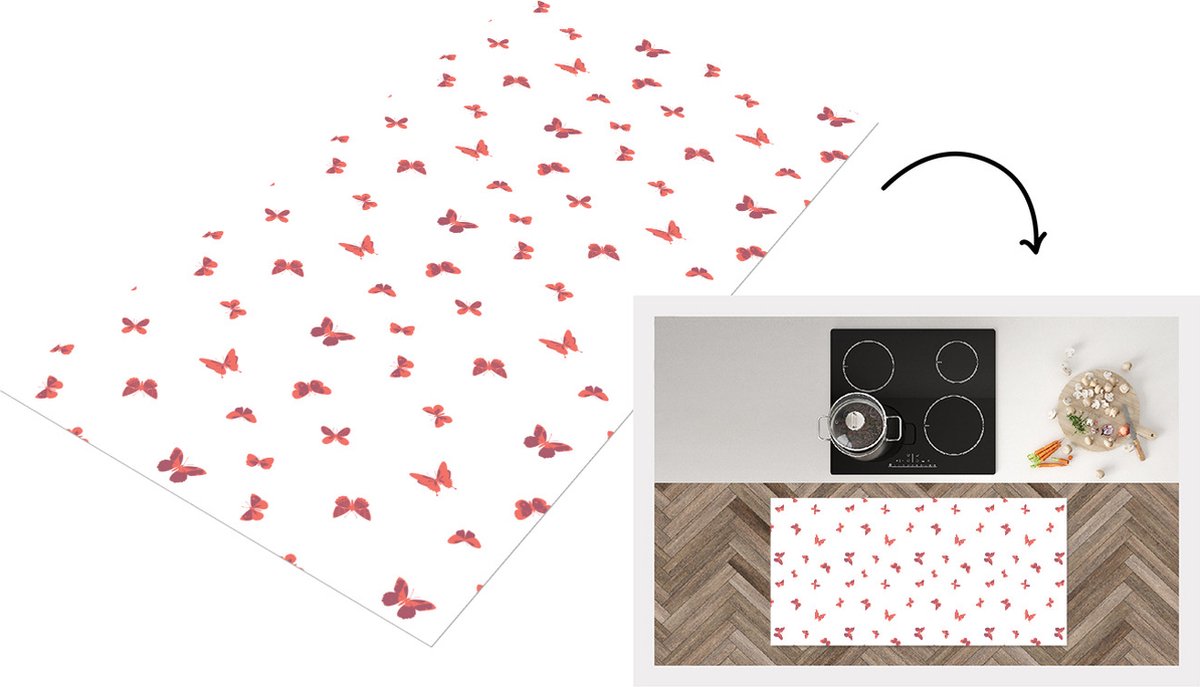 KitchenYeah Keukenloper - Loper keuken - Vlinders - Patronen - Dieren - 120x60 cm - Keukenloper vinyl Multicolor