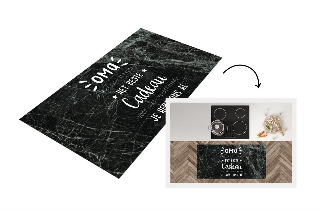 KitchenYeah Keukenloper - Loper keuken - Oma je hebt ons al - Quotes - Spreuken - Oma - 120x60 cm - Keukenloper vinyl Multicolor