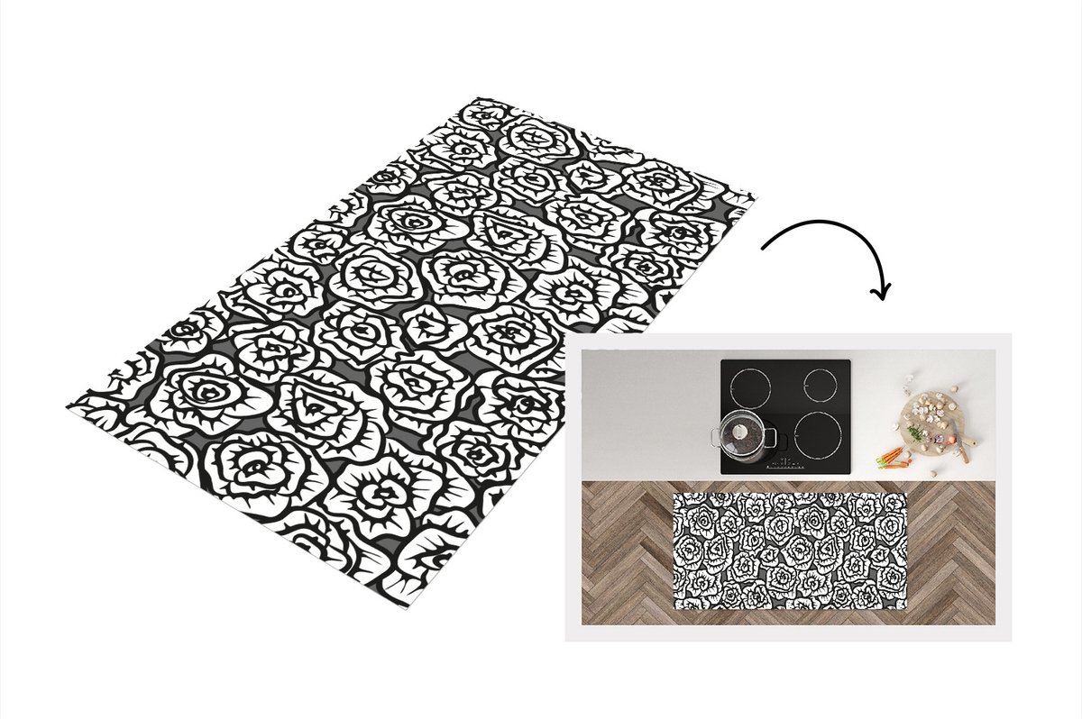 KitchenYeah Keukenloper - Loper keuken - Meiden - Rozen - Patronen - 120x60 cm - Keukenloper vinyl Multicolor