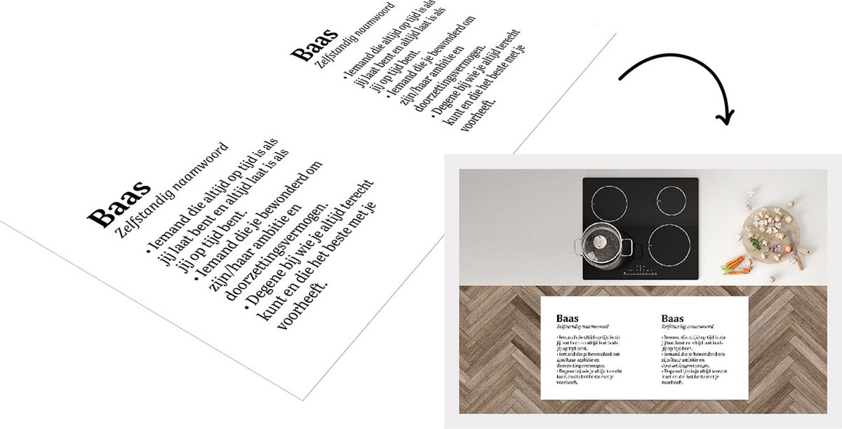 KitchenYeah Keukenloper - Loper keuken - Baas - Woordenboek - Quote - 120x60 cm - Keukenloper vinyl Multicolor